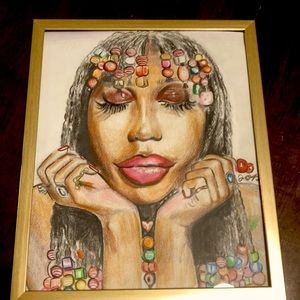 Art by me. Artist (Sza) With frame. Drawing. Original.